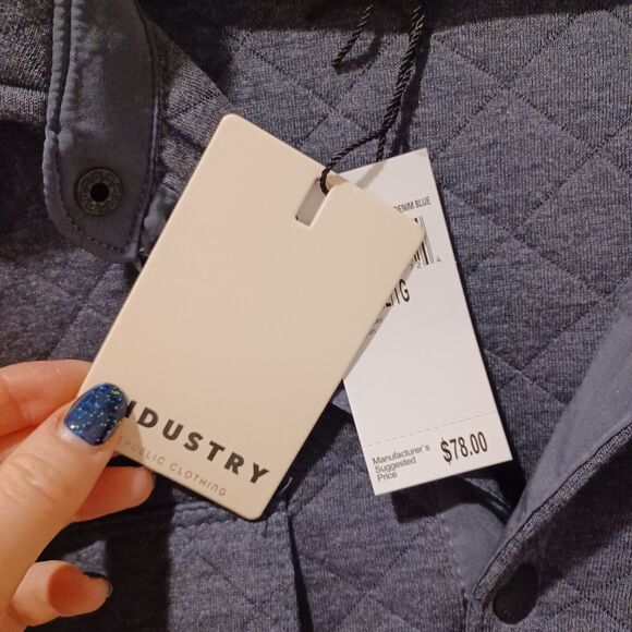 NWT Industry Republic Men's Gray Long Sleeve Snap Front Quilted Jacket Size XL - Picture 4 of 8